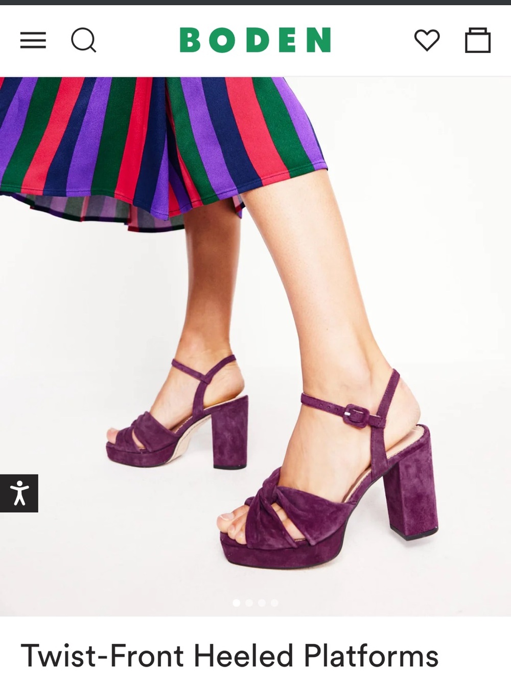 Boden Purple Suede Twist-Front Platform Heels